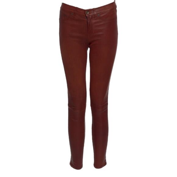 Rag and Bone cognac brown lamb leather pants jeans sz 26 - Picture 1 of 8